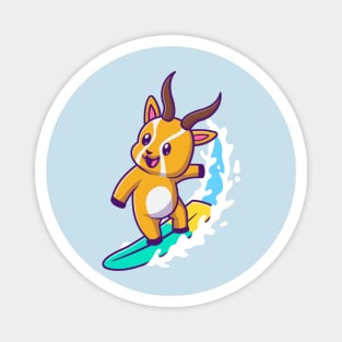 Cute Gazelle Surfing Cartoon Magnet